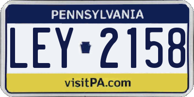 PA license plate LEY2158