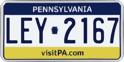 PA license plate LEY2167
