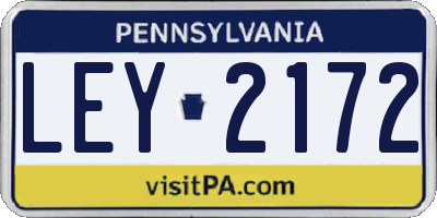 PA license plate LEY2172