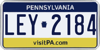 PA license plate LEY2184