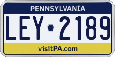 PA license plate LEY2189