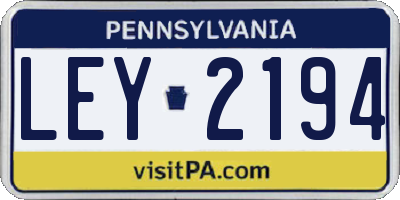 PA license plate LEY2194