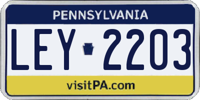 PA license plate LEY2203