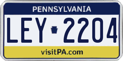PA license plate LEY2204