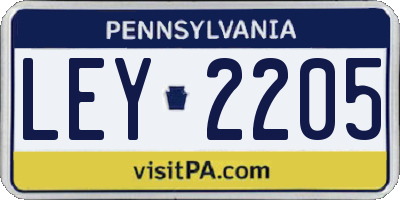 PA license plate LEY2205
