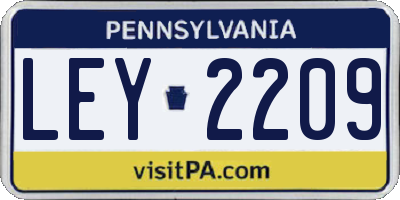 PA license plate LEY2209