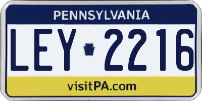 PA license plate LEY2216