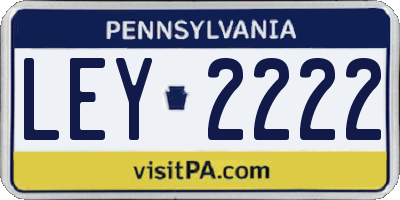 PA license plate LEY2222