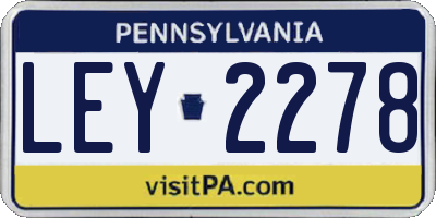 PA license plate LEY2278