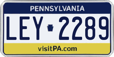 PA license plate LEY2289