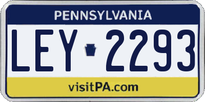 PA license plate LEY2293
