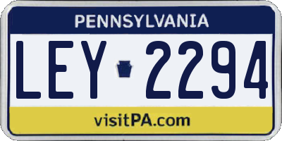 PA license plate LEY2294