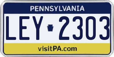 PA license plate LEY2303