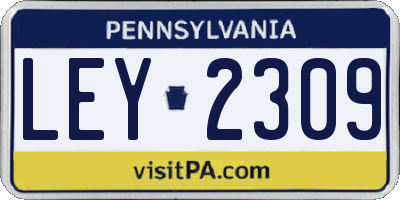 PA license plate LEY2309