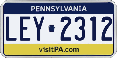 PA license plate LEY2312