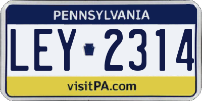 PA license plate LEY2314