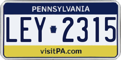 PA license plate LEY2315
