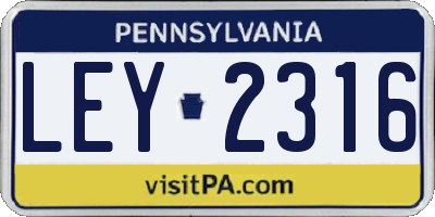 PA license plate LEY2316