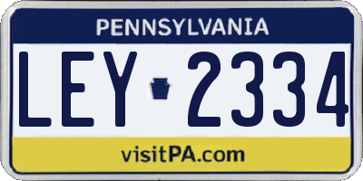PA license plate LEY2334