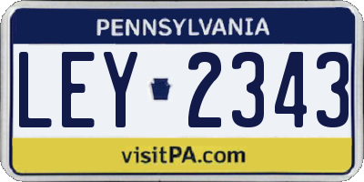 PA license plate LEY2343