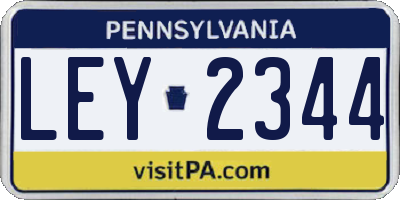 PA license plate LEY2344