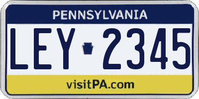 PA license plate LEY2345
