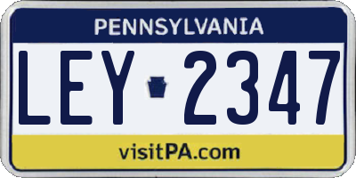 PA license plate LEY2347