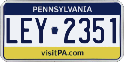 PA license plate LEY2351