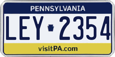 PA license plate LEY2354