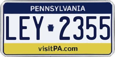 PA license plate LEY2355
