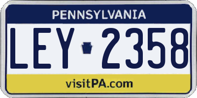 PA license plate LEY2358