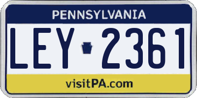 PA license plate LEY2361