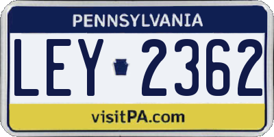 PA license plate LEY2362