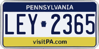 PA license plate LEY2365