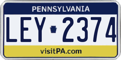 PA license plate LEY2374