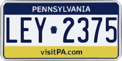 PA license plate LEY2375