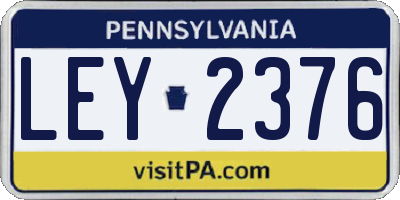 PA license plate LEY2376