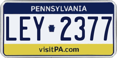 PA license plate LEY2377