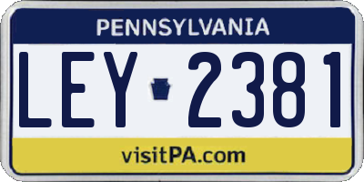 PA license plate LEY2381