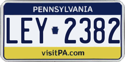 PA license plate LEY2382