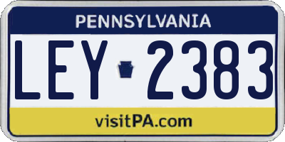 PA license plate LEY2383