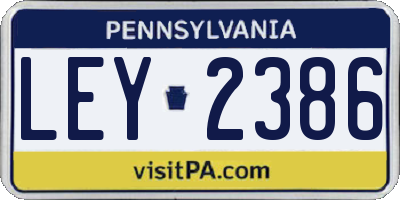 PA license plate LEY2386