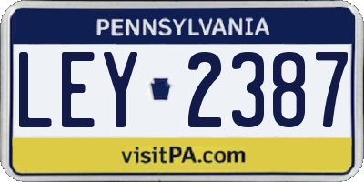 PA license plate LEY2387