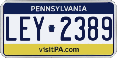 PA license plate LEY2389