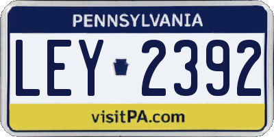 PA license plate LEY2392