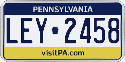 PA license plate LEY2458