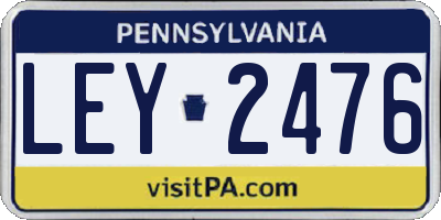 PA license plate LEY2476
