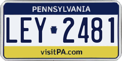PA license plate LEY2481
