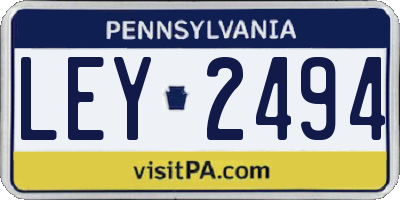 PA license plate LEY2494