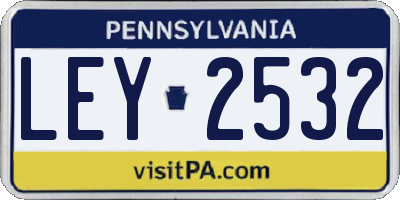PA license plate LEY2532